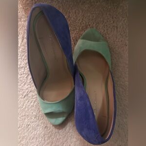 BCBGeneration Blue and Green Peep Toe Heels